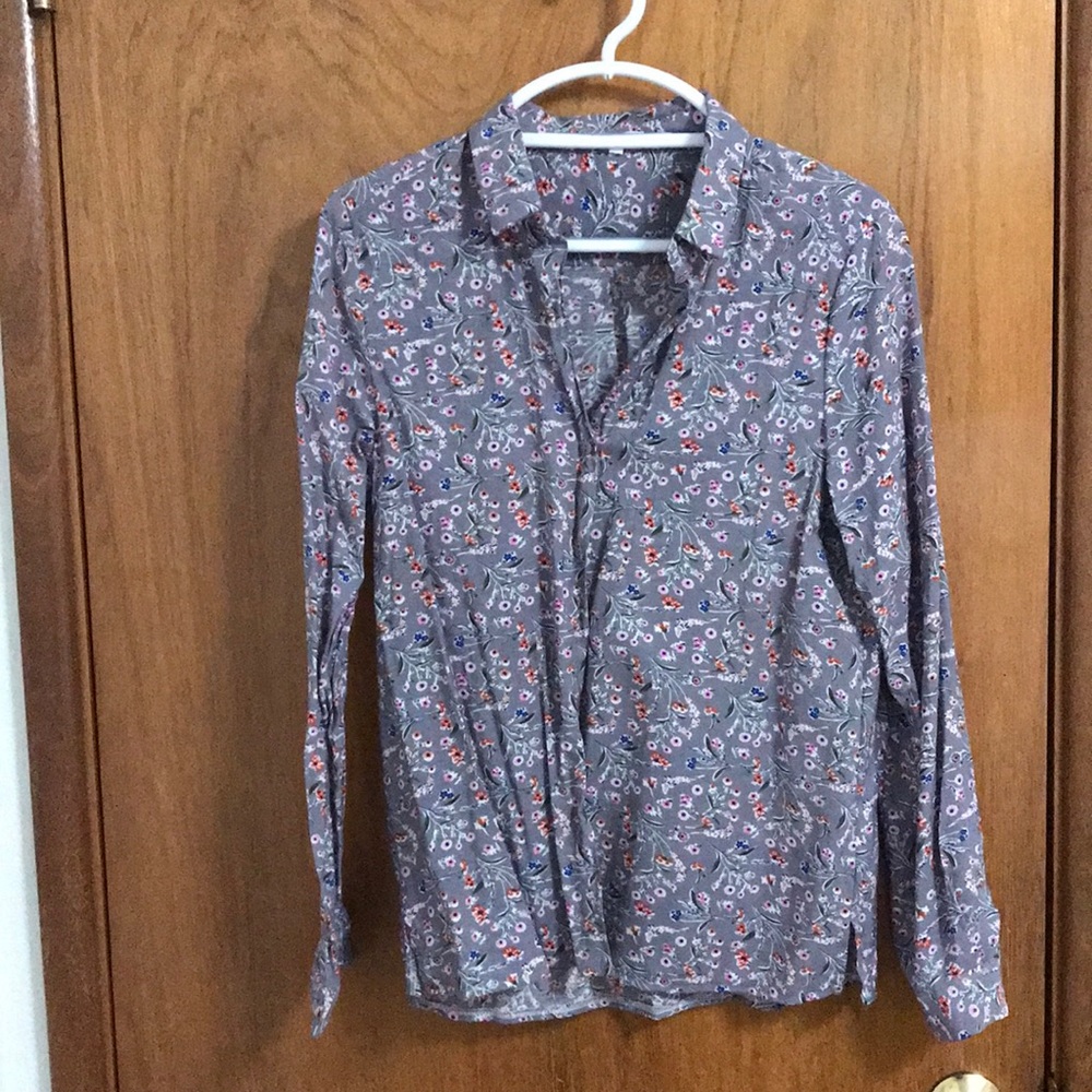 Gray Floral Lili and Lala Button Down Shirt